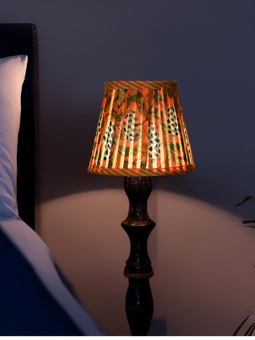 Ridhi Block Print Dark Salmon Lamp Shade 4" Top x 5" Bottom x 6" Slant Set of 2